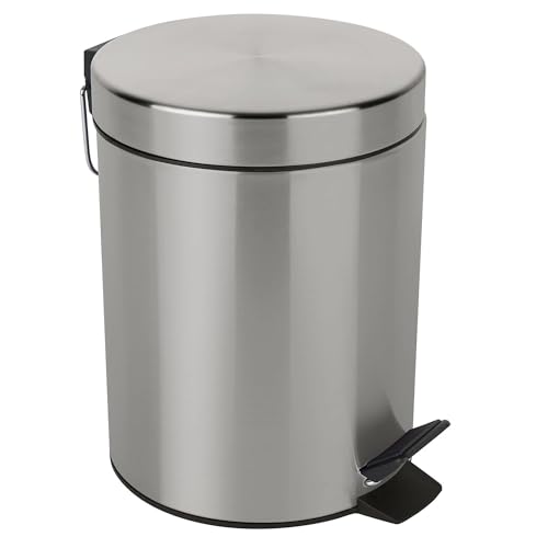 Spirella - Papelera de pedal de acero SYDNEY - Diseno moderno - Facil apertura - Cubo interior extraíble - Accesorio para bano o cocina - Acabado cepillado - 5 L