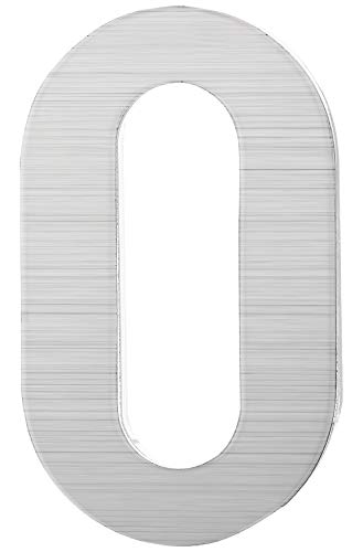 PEELCO Silver Stainless Steel Floating Address Numbers for Houses 3", Acrylic Backing, 3M Double Sided Tape, Hardware Included, 0