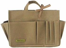 Myliora Original Waterproof Sturdy Bag-in-Bag Insert Organiser with Keyclip, 12 Compartments, M/L/XL/XXL Sizes, Antique Gold,