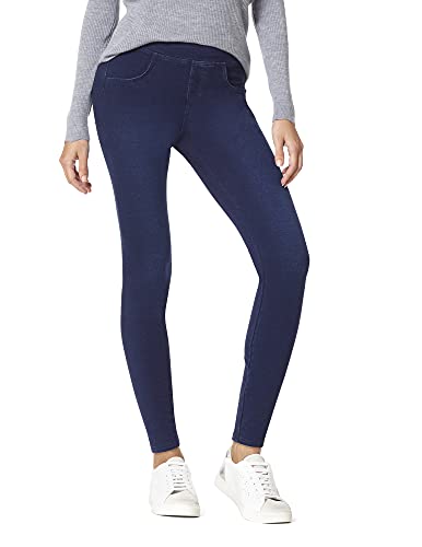 Photo 1 of HUE Womens Game Changing Denim High Rise Legging Hosiery, Dark Rinse Wash, XSmall US
