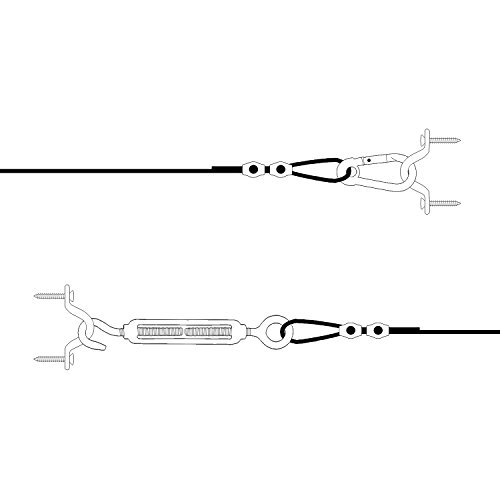 DYWISHKEY Globe String Light Suspension Kit, Outdoor Light Guide Wire, Include 164 Ft Vinyl Coated Stainless Steel Wire Rope Cable, Turnbuckle and Hooks