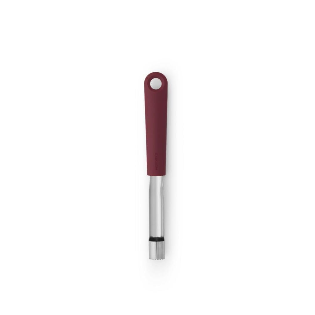 Brabantia Tasty+ Apple Corer - Aubergine Red - Stainless Steel Tool Utensil for Apples, Pears & Fruit - Serrated Edge - Dishwasher Safe