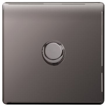 BG Flatplate Screwless 1 Gang 2 Way Push Dimmer 400W Black Nickel