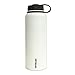Lifeline 7502WH White Stainless Steel Wide Mouth Water Bottle - 40 oz. Capacity