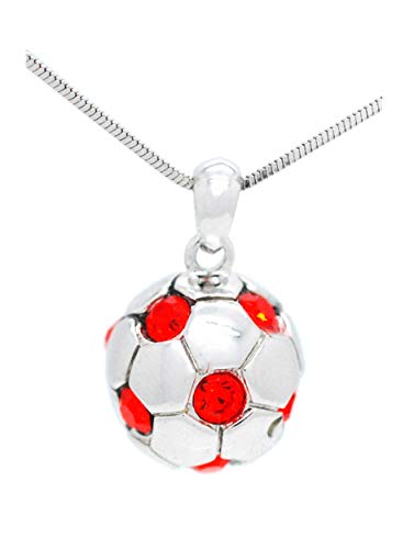 Violet Victoria & Fan Star Soccer Ball Necklace - Crystal Soccer Ball Necklace - RED