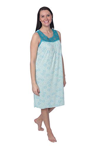 Active Club Women's Sleep Dress Sleeveless Nightgown, Mint/X-Large