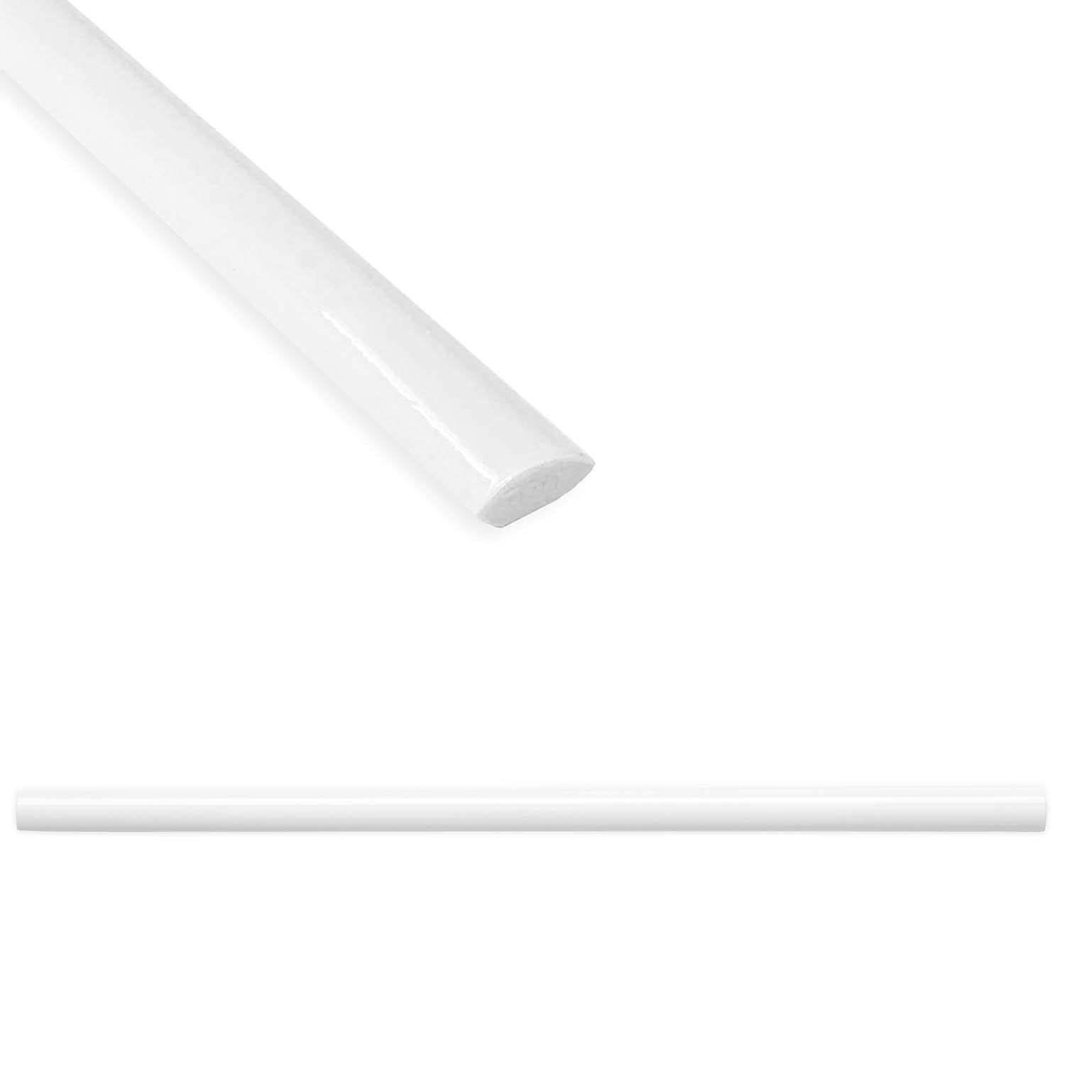 Questech Quarter Round Tile Trim, 1/2 x 12 Inch Corner Shower Tile Edge Trim, Decorative Jolly Tile Liner Cap for Kitchen Backsplash Bathroom Shower, Bright White Polished, 12 Pack