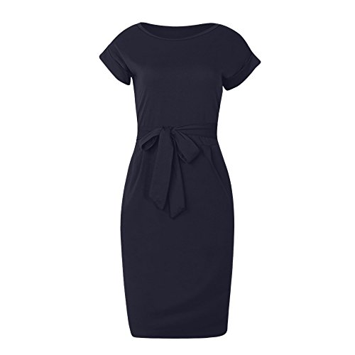 image for Kalinyer Summer Dresses for Women Short Sleeve Pockets Casual Swing T-