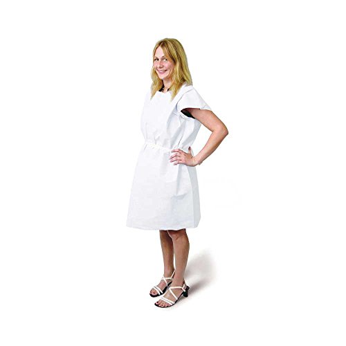 PDC Healthcare PP-420 Disposable Exam Gown, Front or Back Opening, Tissue/Poly/Tissue 30" X 42", White (Pack of 50)