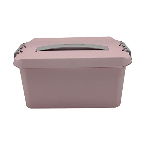 BangQiao Multipurpose Plastic Storage Box Container Bin with Removable Tray and Portable Handle, Family Emergency Medicine Kit First Aid Case Organizer, Pink&Gray