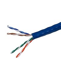 Monoprice 100877 1000-feet 24 AWG Cat5e 350 Mhz UTP Solid Riser Estimada (CMR) Bulk Ethernet de cobre desnudo Cable, Gray (100877), Azul