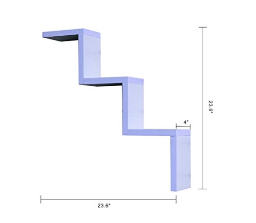Shelving Solution Ladder Type Shaped Wall Shelf (White)