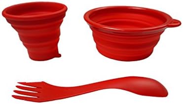 RVRLife Silicone Collapsible Bowl Cup Set with Durable Plastic Rim and Spork - BPA Free for Outdoor Camping, Hiking, Travel, Toddler Snacks, Mess Kit for Backpacking