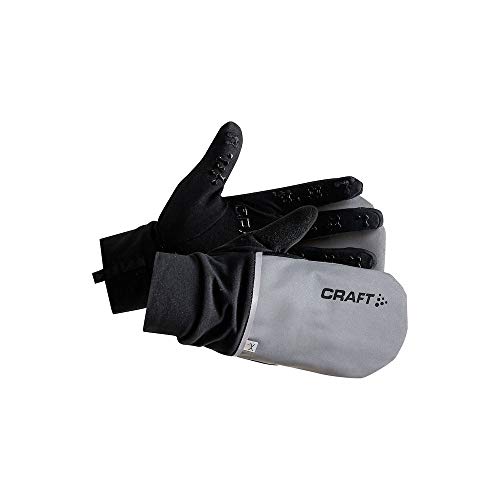 Craft Sportswear Hybrid Weather 2-in-1 Bike Cycling Gloves Mitten,Silver/Black,Medium