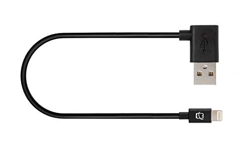 CreatePros MFI Certified Lightning to Angled USB Cable Compatible with iPhone, iPad and iPod - 11 Inches (28 Centimeters) - Black