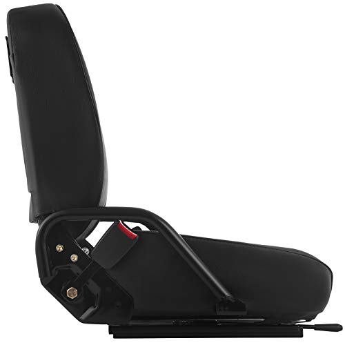 SHZOND Universal Forklift Seat Komatsu Style Forklift Suspension Seat with Retractable Seat Belt Excavator Seat (Black)