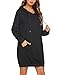 IN'VOLAND Women's Long Sleeve Hooded Loose Casual Pullover Hoodie Dress Tunic Sweatshirt Dress with Pockets Black