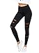 SweatyRocks Women's High Waisted Knit Mesh Insert Pants Tummy Contro Workout Athletic Yoga Leggings Black S