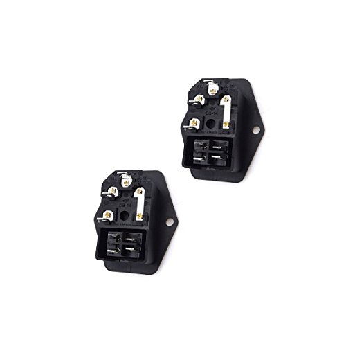 Huahuiyuan 2 Pcs 3 Pin IEC320 C14 Inlet Module Plug 5A Fuse Switch Male Power Socket 10A 250V for Lab Equipment, Medical Devices