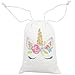 Birthday Unicorn Party Favor Bags Unicorn Candy Bags Gift Unicorn Treats Gift Bags for Girls Birthday Unicorn Party Bag Durable Canvas Unicorn Party Supplies Pack of 12