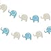 Elephant Garland Decorations, Elephant Baby Shower Banner, Boy Elephant Banner (Blue, Grey) 10 Feet, 24PCS primary