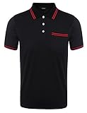 Coofandy Mens Casual Short Sleeve Contrast Striped Classic-Fit Golf Polo Shirt