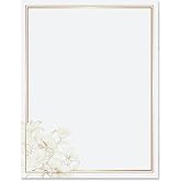 PaperDirect Golden Blossoms Border Papers, Stationery with White Canvas, Double Gold Inner Borders and Gold-Lined Floral Design, 8.5 x 11, Acid-Free, Ideal for Invitations, Flyers, Cards, 25 Sheets