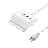 Multi Port USB Charger Desktop 4 USB Charger Phone Mount Charge Fast for iPhone, iPad, Samsung, Tablet, Bluetooth Speakers, Powerbank, HTC, LG, Sony and More (White)