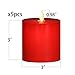 smtyle Red Candles Flickering with Remote for Room Decor Realistic Flameless Bright Light Control Timer Battery Operated 3x3 in Set of 5
