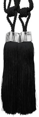 Textiles Plus Square Cube Tassel Curtain Tieback, Black