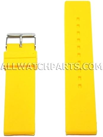 18mm Flat Yellow Silicone Rubber Watch Strap