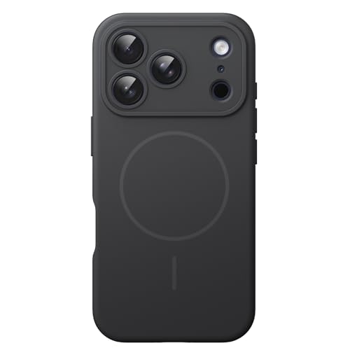 JETech Magnetic Silicone Case for iPhone 17 Pro 6.3 Inch, Compatible with MagSafe, Silky Soft, Shock Absorption Case with Camera Lens Protection (Black)