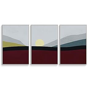 3 Piece Framed Canvas Wall Art Abstract Mountain Canvas Prints Home Artwork Decoration for Living Room,Bedroom - 16"x24"x3 Panels