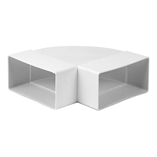 Steinberg14 White 220 x 55 mm / 8.6 x 2.2 inch Flat Duct Bend 90° for Ventilation System, Exhaust Duct or Supply Air Duct — image 1