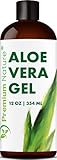 Aloe Vera Gel for Face Body & Hair, 12 oz, Pure & Natural, Soothes Eczema, After Sun Skin Care, By Premium Nature