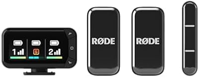 Wireless Micro - Kit di Microfono Wireless Compatto per Fotocamera, Due Microfoni con Ricevitore per Fotocamera, Ricevitore per Smartphone e Custodia di Ricarica - USB-C, Nero