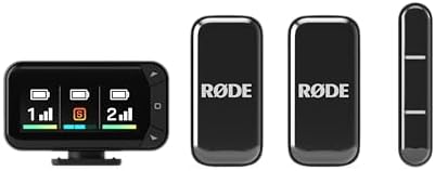 Wireless Micro - Kit di Microfono Wireless Compatto per Fotocamera, Due Microfoni con Ricevitore per Fotocamera, Ricevitore per Smartphone e Custodia di Ricarica - USB-C, Nero