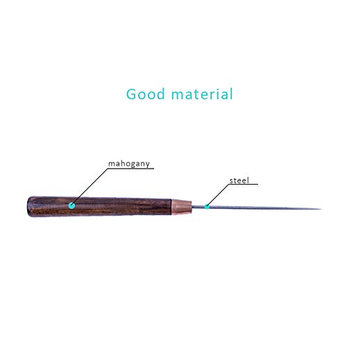 ZLKSKER (Pack of 2) Leather Scratch Awl with Wooden Handle, Sewing Tailors Awl for Punch Stitching, DIY Handmade Leather Craft Repair Tools