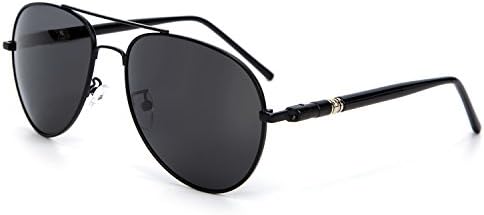 YJMILL New Polarized Sunglasses Retro Pilots Riding Fishing Golf Travel Sports Sunglasses Men 209 (black, 56)