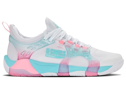 K-Swiss K-Frame Padel Tennis Shoes - White/Soft Neon Blue/Neon Bubble Gum - 39 EU