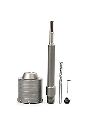 YaeTek SDS Plus - Broca de punta de carburo para sierra de vástago + cortador de eje para taladro de pared, ladrillo, piedra, hormigón, cemento con llave