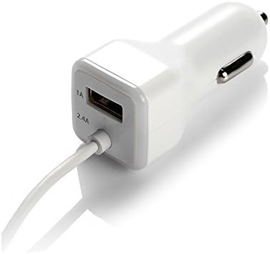 USB Type C Car Charger, Gembonics Dual USB Car Charger with USB C Cable for Galaxy Note 8, S8, S8 Plus LG G6, G5, HTC 10, Samsung, iPhone, iPad and more (White)