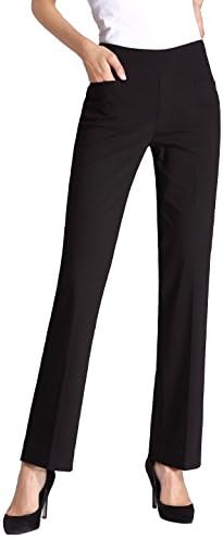 MOVING DEVICE Womens Dress Pant Pull On Stretch Trousers for Work &amp; Casual Wear | L Shape Front Pockets Details