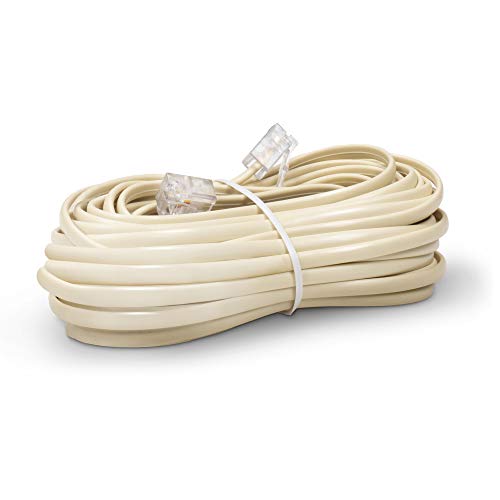 THE CIMPLE CO - Phone Line Cord 25 Feet - Modular Telephone Extension Cord 25 Feet - 2 Conductor (2 pin, 1 line) Cable - Works Great with FAX, AIO, and Other Machines - Ivory
