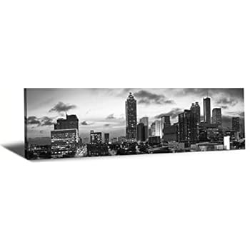 Amazon Com Jiazugo Black White Panoramic Atlanta Skyline Modern