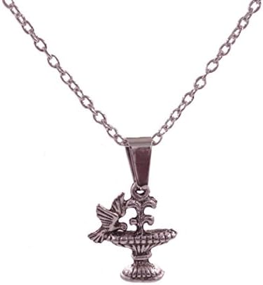 Eco Spirit Jewelry “Eco Friendly” Silver-Tone Zinc Alloy Bird in Fountain Pendant Necklace 18” +2” E
