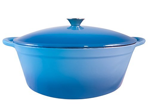 Le Chef Enamel Cast Iron Caribbean Blue Oval Dutch Oven 7 Qt.