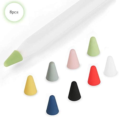 Molylove 8pcs Compatible with Apple Pencil Tips Replacement for 2nd Gen, Silicone Nibs Cover Writing Protection for iPad Pencil (Gray/Red/Black/Pink/Matcha green/Blue/Yellow/White)