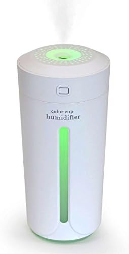 230ml Mini Portable Cool Mist Cup Humidifier, USB Ultrasonic Air Humidifier Purifier for Office Desk Bedroom Home Babies Kids Car, with 7 Colors LED Night Light and Filter (White)