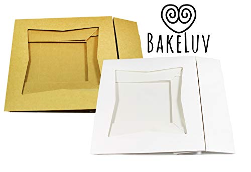 BakeLuv White Bakery Boxes with Window 8x8x2.5 inches | 25 Pack | Auto-Popup | Thick & Sturdy 350 GSM | Cookie Boxes with Window Bakery Boxes for Cookies, Cake Boxes, Donut Boxes, Pastry Boxes - Thumbnail 6